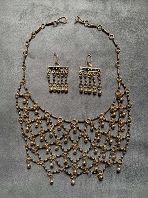 画像1: ファラオニックネックレス＆ピアスセット