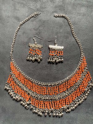 画像1: ファラオニックネックレス＆ピアスセット