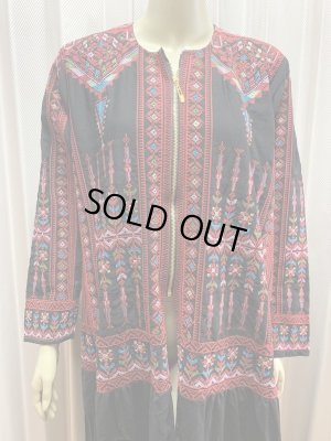 画像2: クロスステッチのベドウィン風前開きアバーヤ（ミシン刺しゅう）