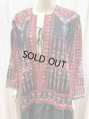 画像2: クロスステッチのベドウィン風前開きアバーヤ（ミシン刺しゅう）