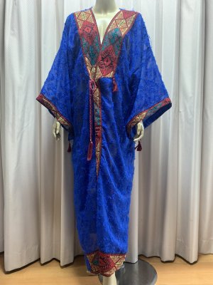 画像1: クロスステッチ前開きアバーヤ（ガラベイヤ）