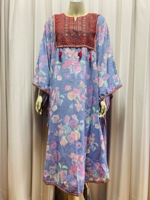 画像1: 花柄プリントガラベイヤ（訳アリ）