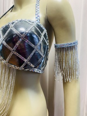 画像2: ビーズフリンジ付きアーム（両腕用）シルバー