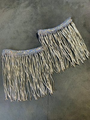 画像1: ビーズフリンジ付きアーム（両腕用）シルバー