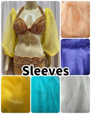 画像1: 取り外し可七分丈チュールスリーブ（両腕）