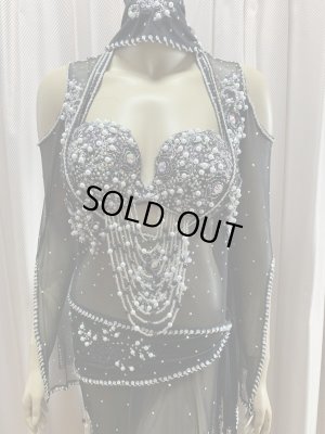 画像2: Hanine特注パワーネット生地バラディドレス