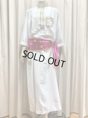 画像5: 白バラディ、スタンドカラーガラベーヤ(ヒップ＆ヘッドスカーフ付き)