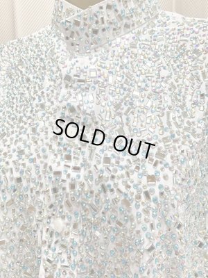 画像3: ストーンたっぷりスタンドカラーの白ガラベーヤ