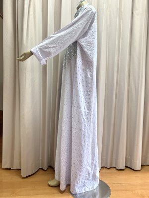 画像5: ストーンたっぷりスタンドカラーの白ガラベーヤ