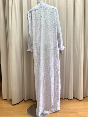 画像6: ストーンたっぷりスタンドカラーの白ガラベーヤ