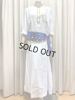 画像2: 20％OFF　白バラディ、スタンドカラーガラベーヤ(ヒップ＆ヘッドスカーフ付き)Mサイズ