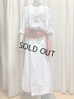 画像2: 20％OFF　白バラディ、スタンドカラーガラベーヤ(ヒップ＆ヘッドスカーフ付き)Lサイズ