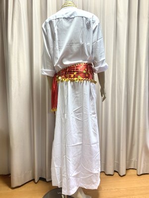 画像7: 白バラディ、スタンドカラーガラベーヤ(ヒップ＆ヘッドスカーフ付き)Lサイズ