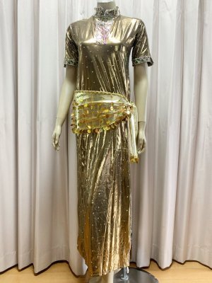 画像3: スタンドカラー・クリスタル付きバラディドレス