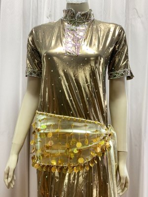 画像4: スタンドカラー・クリスタル付きバラディドレス