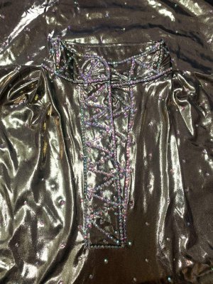 画像8: スタンドカラー・クリスタル付きバラディドレス