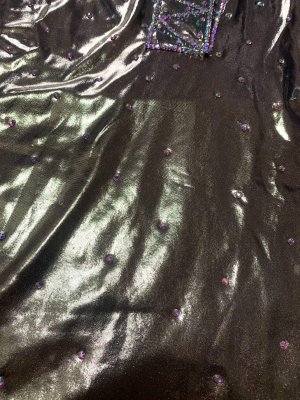 画像9: スタンドカラー・クリスタル付きバラディドレス