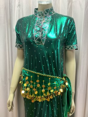 画像4: スタンドカラー・クリスタル付きバラディドレス