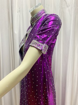 画像5: スタンドカラー・クリスタル付きバラディドレス