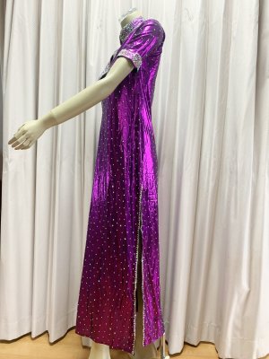 画像6: スタンドカラー・クリスタル付きバラディドレス