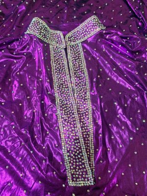 画像8: スタンドカラー・クリスタル付きバラディドレス