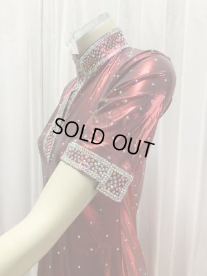 画像5: スタンドカラー・クリスタル付きバラディドレス