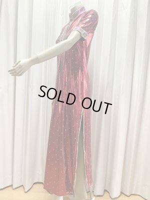 画像6: スタンドカラー・クリスタル付きバラディドレス