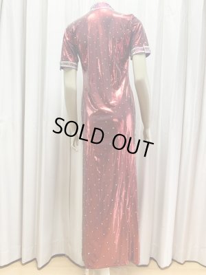 画像7: スタンドカラー・クリスタル付きバラディドレス