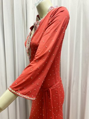 画像3: スタンドカラー・クリスタル付きバラディドレス(長袖）