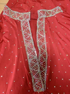 画像6: スタンドカラー・クリスタル付きバラディドレス(長袖）