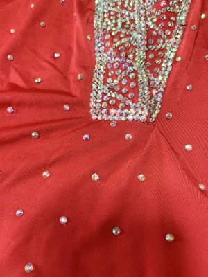 画像7: スタンドカラー・クリスタル付きバラディドレス(長袖）