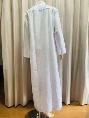 画像7: 白バラディ、スタンドカラーガラベーヤ(ラインストーン付き）