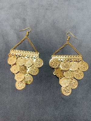 画像1: フォークロアコイン付きピアス（ゴールド）