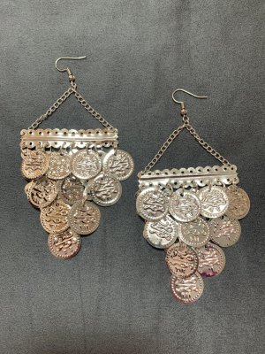 画像1: フォークロアコイン付きピアス（シルバー）