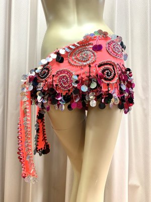 画像9: コインスパン＆フリンジ付きヒップスカーフ