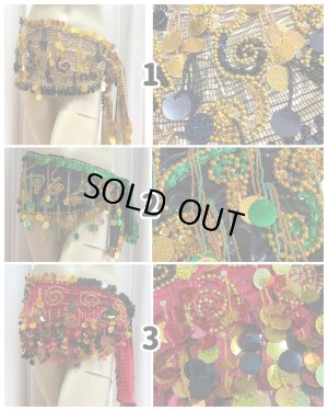 画像1: コインスパン＆フリンジ付きヒップスカーフ