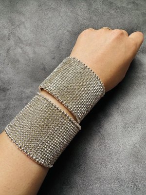画像1: 【スペシャルプライス】ラインストーンリストバンド2セット