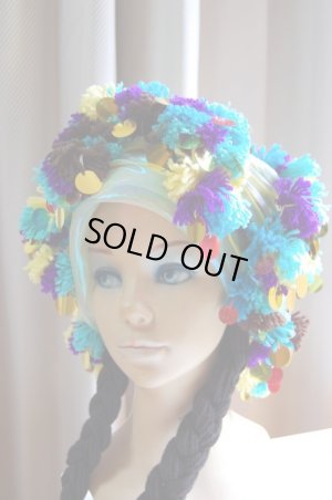 画像7: 花柄ファラーヒガラベーヤ(ポンポンスカーフ付き）