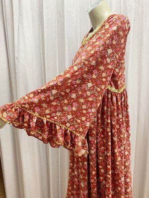 画像6: ファッラーヒ花柄ガラベーヤ(シルクベール付き）