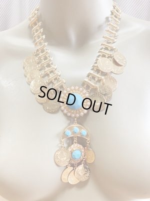 画像2: キルダーン三日月チョーカー×ピアスセット(ゴールド×ターコイズ）