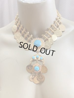 画像3: キルダーン三日月チョーカー×ピアスセット(ゴールド×ターコイズ）