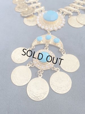 画像4: キルダーン三日月チョーカー×ピアスセット(ゴールド×ターコイズ）