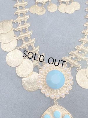 画像5: キルダーン三日月チョーカー×ピアスセット(ゴールド×ターコイズ）