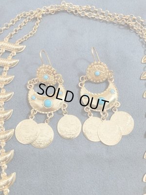 画像6: キルダーン三日月チョーカー×ピアスセット(ゴールド×ターコイズ）