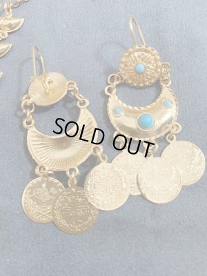 画像7: キルダーン三日月チョーカー×ピアスセット(ゴールド×ターコイズ）