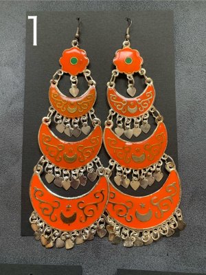 画像2: アンティークパーツ三日月ピアス（Lサイズ）