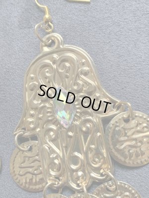 画像3: ラインストーン付きフォークロアピアス（ハムサ）