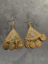 ラインストーン付きフォークロアピアス