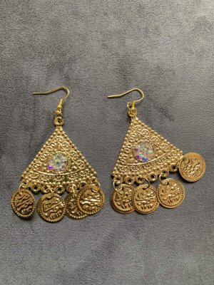 画像1: ラインストーン付きフォークロアピアス