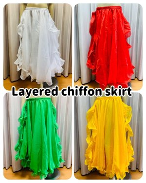 画像1: レイヤードシフォンスカート